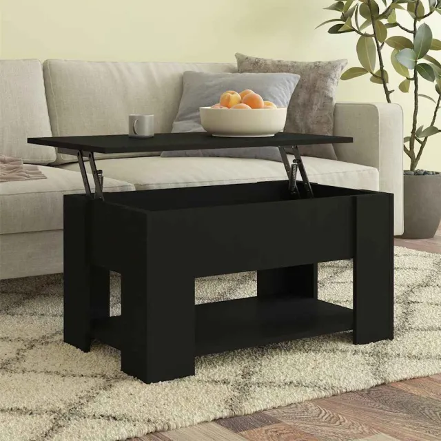 vidaXL Salontafel 79x49x41 cm bewerkt hout zwart, foto 2