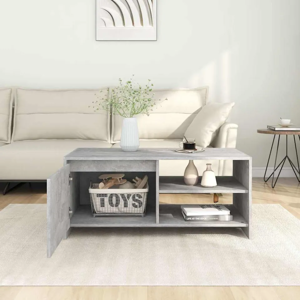 vidaXL Salontafel 102x50x45 cm bewerkt hout betongrijs grijs, foto 3