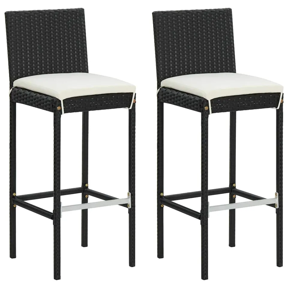 vidaXL 3-delige Tuinbarset met kussens poly rattan zwart, foto 4