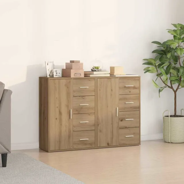 vidaXL Dressoir 2 st Artisan Eiken 60 x 31 x 84 cm Bewerkt hout, foto 2