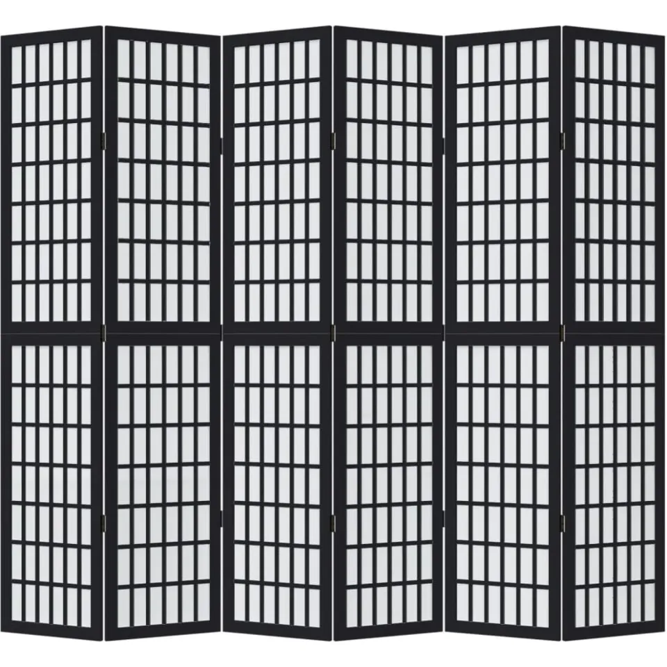vidaXL Kamerscherm met 6 panelen massief paulowniahout zwart, foto 4
