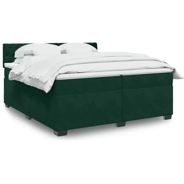 vidaXL Boxspring met matras fluweel donkergroen 200x200 cm groen