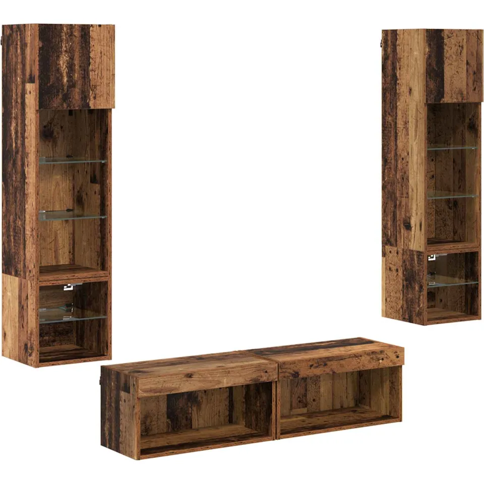 vidaXL TV-wandmeubel 6 st Oud Hout Bewerkt hout Bruin