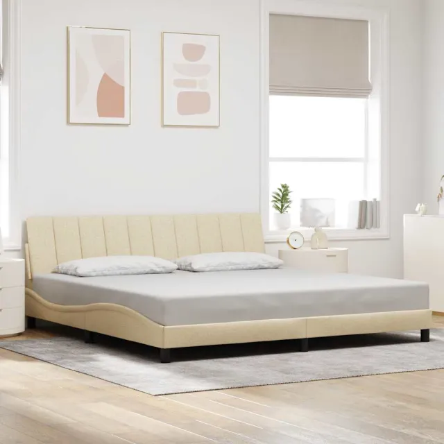 vidaXL Bedframe zonder matras "Hanko" stof crèmekleurig 200x200 cm
