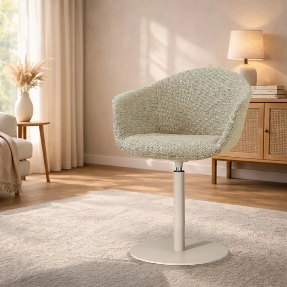 Nolon Niva-Otis draaibare tulp eetkamerstoel taupe melange - beige onderstel, foto 2
