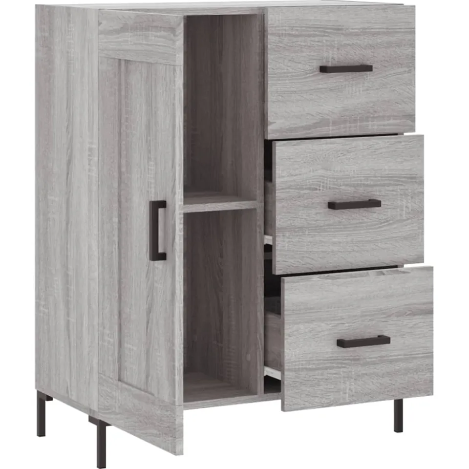 vidaXL Dressoir 69,5x34x90 cm bewerkt hout grijs sonoma eikenkleurig, foto 4