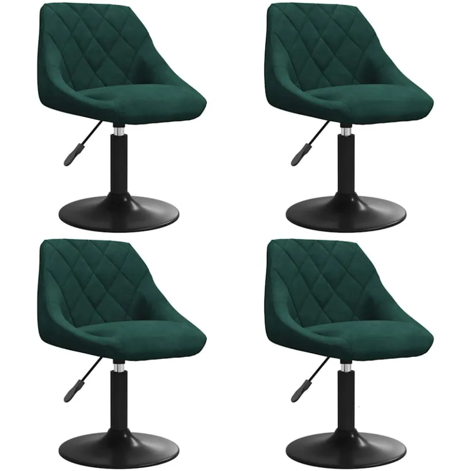vidaXL Eetkamerstoelen draaibaar 4 st fluweel donkergroen groen, foto 3