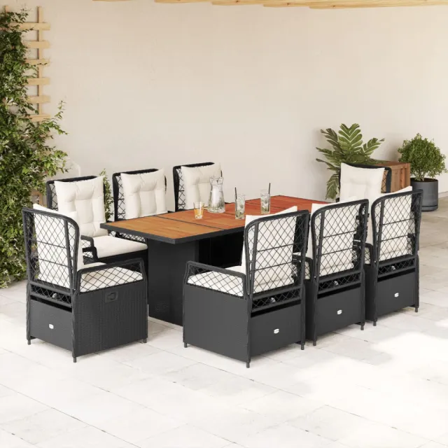 vidaXL 9-delige Tuinset poly rattan zwart, foto 2