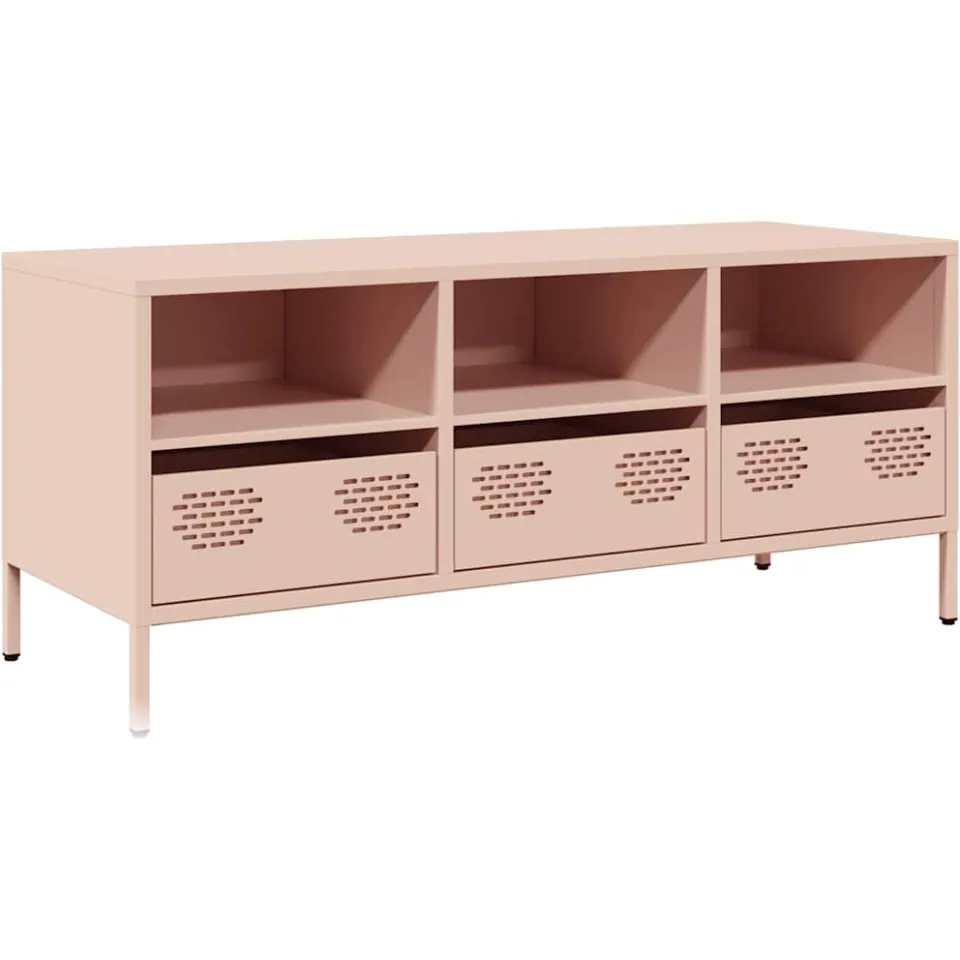 vidaXL Tv-meubel 101,5x39x43,5 cm koudgewalst staal roze, foto 3