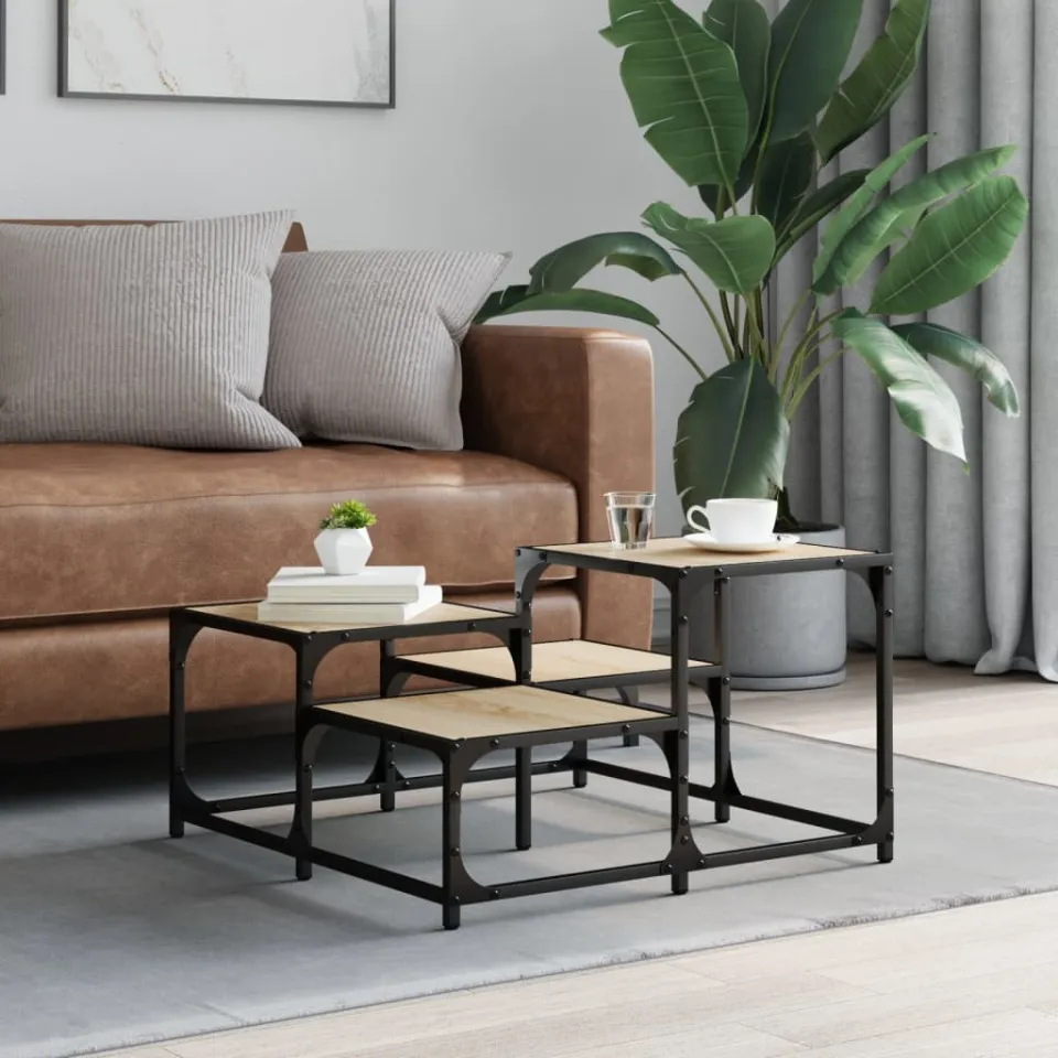 vidaXL Salontafel 68x68x40 cm bewerkt hout sonoma eikenkleurig, foto 2