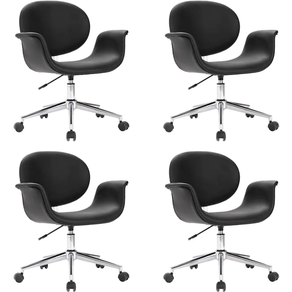 vidaXL Eetkamerstoelen draaibaar 4 st kunstleer zwart, foto 3