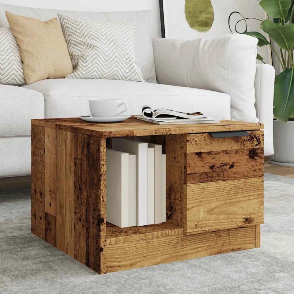 vidaXL Salontafel 50x50x36 cm bewerkt hout oud houtkleurig bruin, foto 4