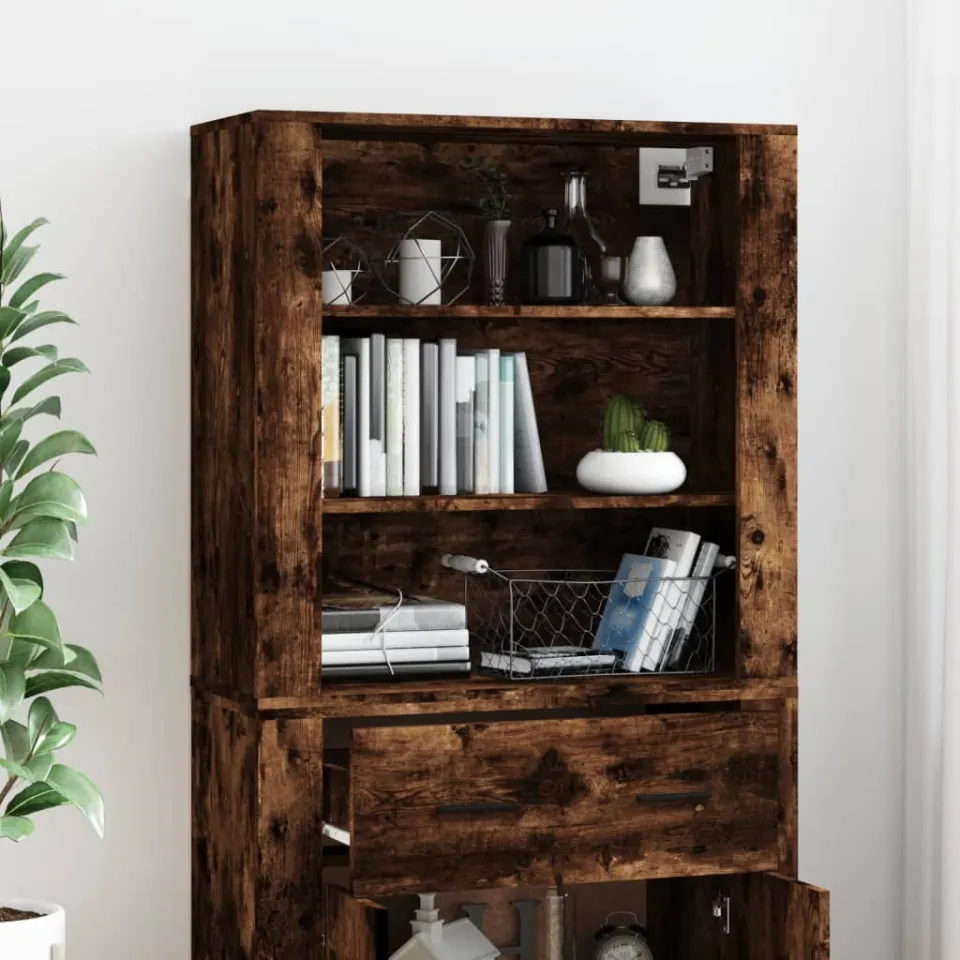 vidaXL Hoge kast bewerkt hout gerookt eikenkleurig, foto 4