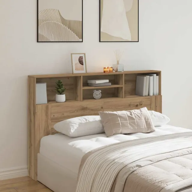 vidaXL Hoofdbordkast 160x19x103,5cm bewerkt hout artisanaal eikenkleur Bruin