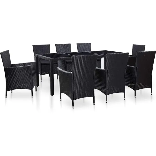 vidaXL 9-delige Tuinset poly rattan zwart, foto 2