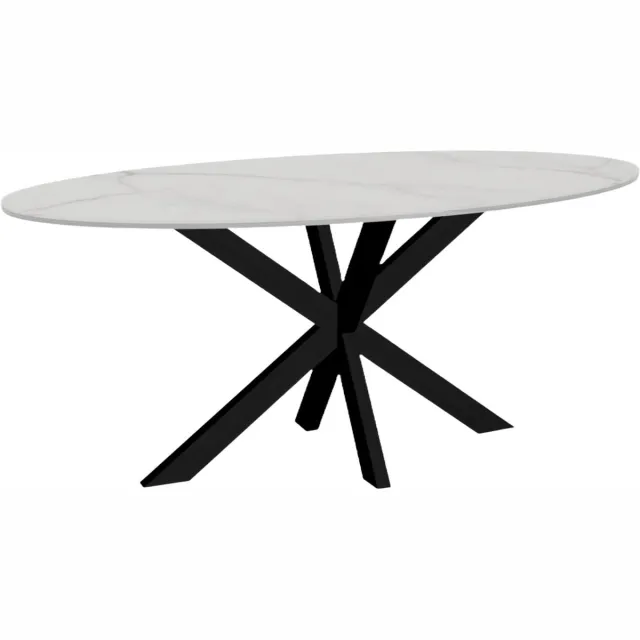 Lizzely Garden & Living Eettafel ovaal 180cm Figo marmerlook wit ovale tafel steen