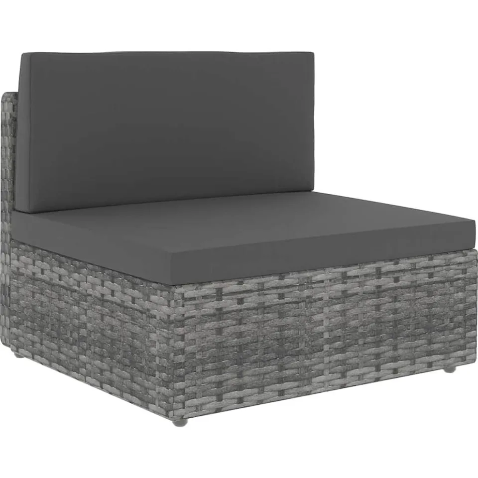 vidaXL 14-delige Loungeset met kussens poly rattan grijs