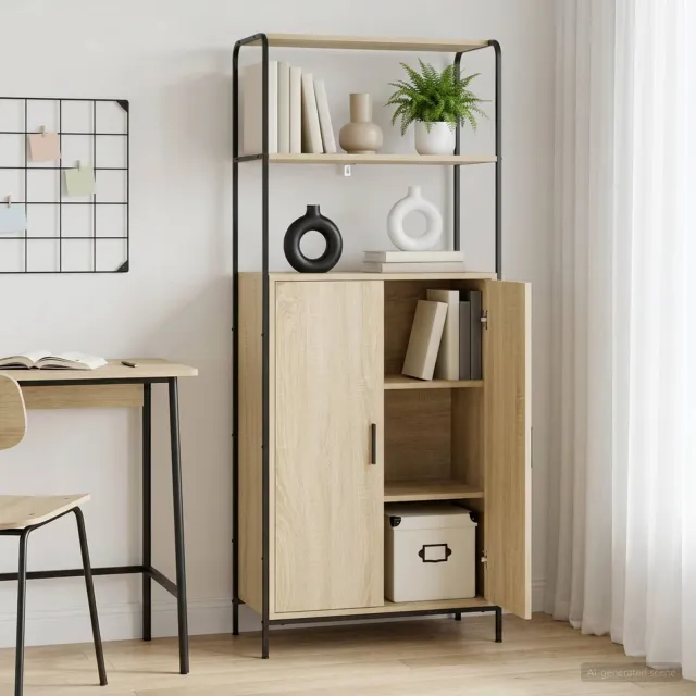 vidaXL Hoge kast Sonoma Eiken 40 x 33 x 161 cm Bewerkt hout, foto 2