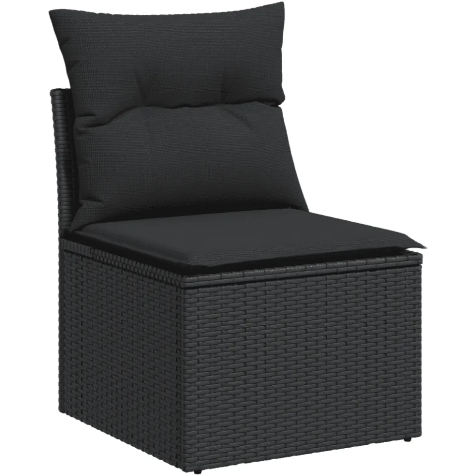 vidaXL 13-delige Loungeset met kussens poly rattan zwart
