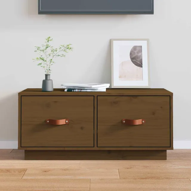 vidaXL Tv-meubel 80x34x35 cm massief grenenhout honingbruin bruin, foto 2