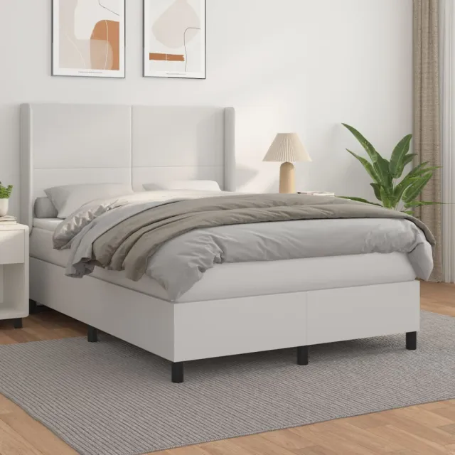 vidaXL Boxspring met matras kunstleer wit 140x200 cm