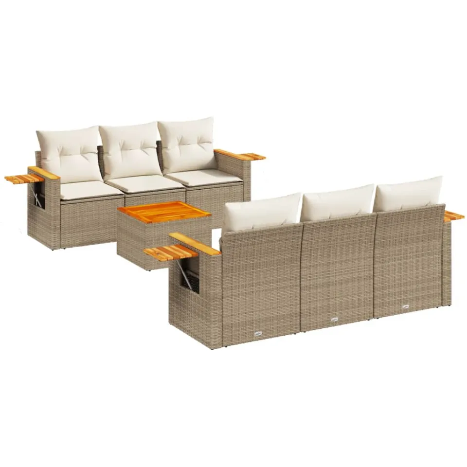 vidaXL Patio Sofa Set 6-zits Beige and Cream, foto 3