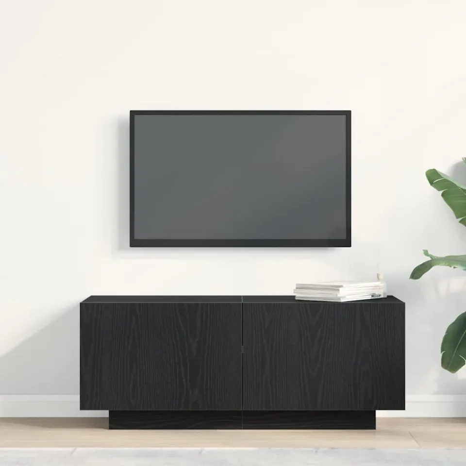 vidaXL TV-kast 100 x 35 x 40 cm Zwart Eiken Bewerkt hout, foto 3