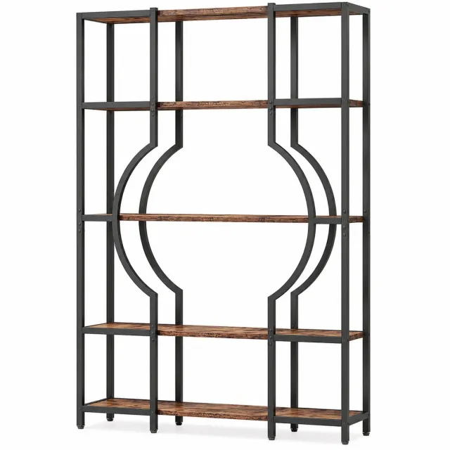 M Goods M-Goods Boekenkast Industrieel 5-laags - Boekenplank Vintage - 12 Open Planken - 169 cm - Rustiek Bruin Rustiek bruin / matzwart