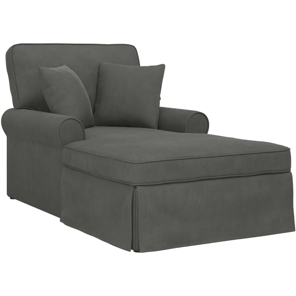 vidaXL Chaise Lounge met Rok 3 st Donkergrijs Katoen Stof