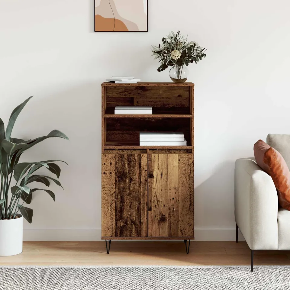vidaXL Highboard Bruin 60 x 36 x 110 cm Bewerkt hout, foto 4