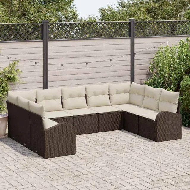 vidaXL Bankstel 9 st 9-zits Bruin poly rattan, foto 2