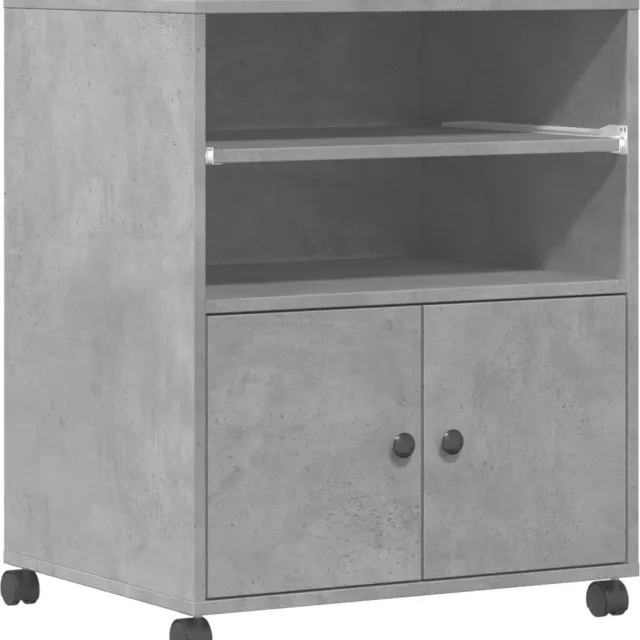 vidaXL Printerkastje - met - wielen - 60x48x74 - cm - betongrijs