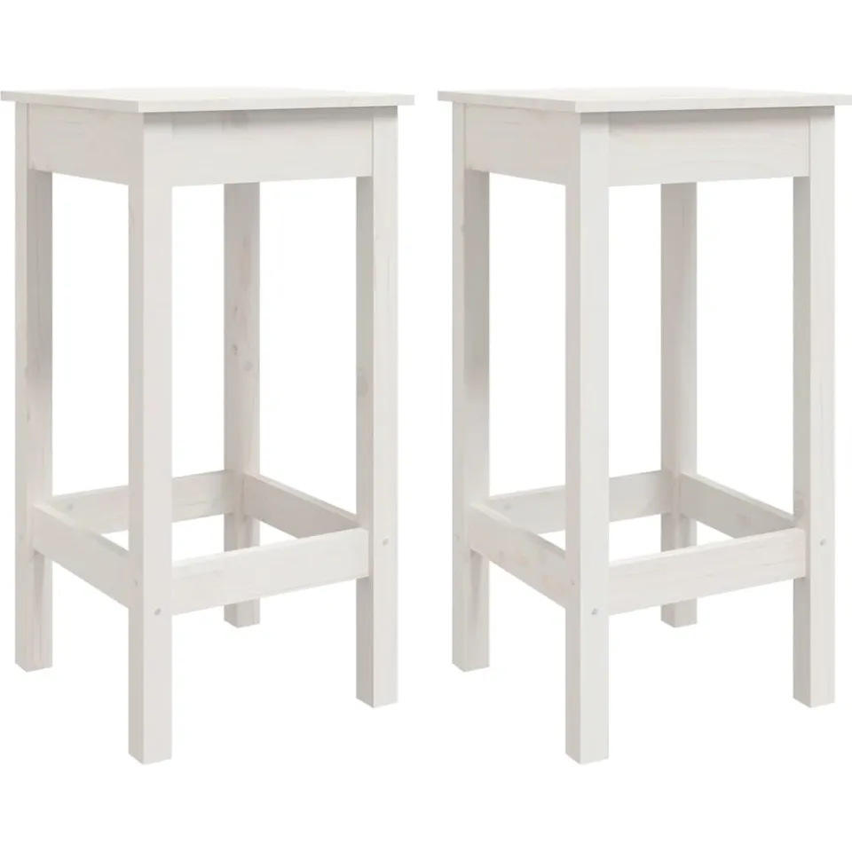 vidaXL Barstoelen 2 st 40x40x78 cm massief grenenhout wit, foto 3