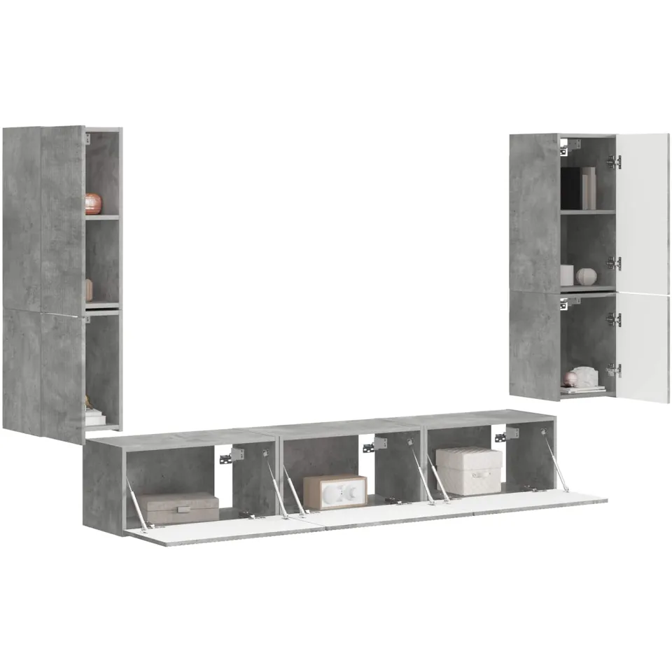 vidaXL Tv-meubelset 4 st Beton Grijs Bewerkt hout