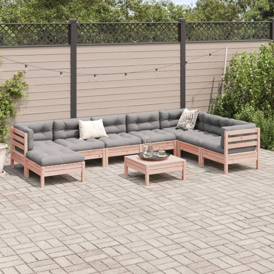 vidaXL 9-delige Loungeset met kussens massief douglas vurenhout bruin, foto 2