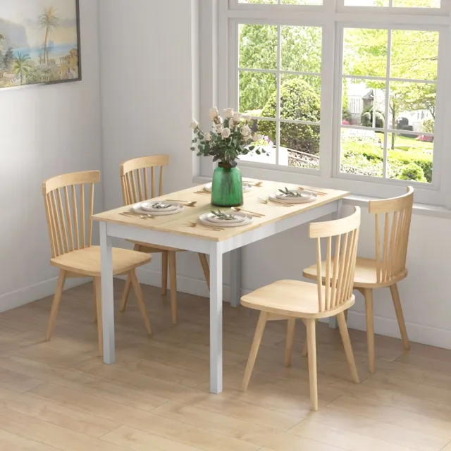 REDOM Eettafel - Voor 4 personen - Grenenhouten frame - Gelakt oppervlak - Landelijke stijl - Eetkamer - Naturel - 120 x 75 x 75 cm Natural