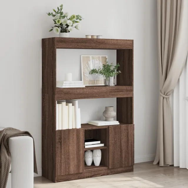 vidaXL Hoge kast 92x33x140 cm bewerkt hout bruin eikenkleur