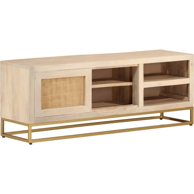 vidaXL Tv-meubel 110x30x40 cm massief ruw mangohout en ijzer Bruin
