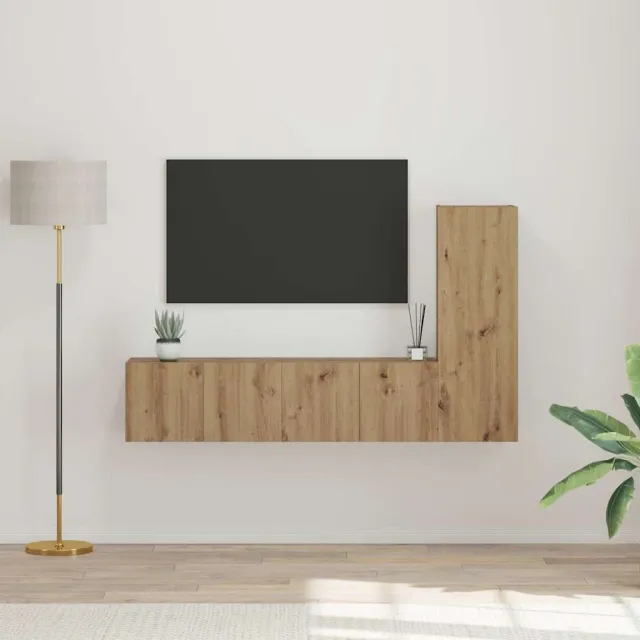 vidaXL Tv-meubelset 3 st Artisan Eiken Bewerkt hout Bruin