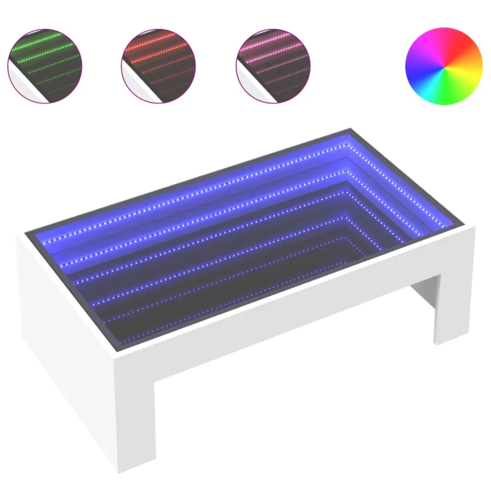 vidaXL Salontafel met Infinity LED 90x50x30 cm wit, foto 4
