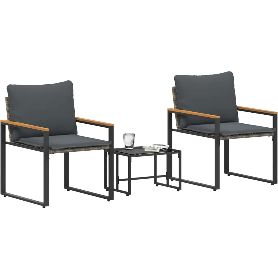 vidaXL Meubelsets 3 st Grijs en Donkergrijs Rattan