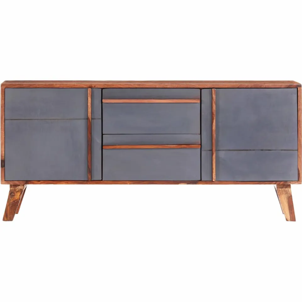 vidaXL Dressoir 120x30x55 cm massief hout grijs, foto 3