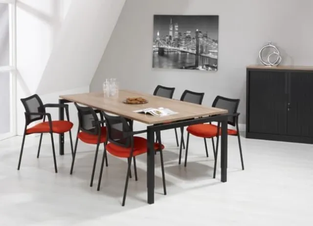 ABC Kantoormeubelen 4 poots bureau vergadertafel Kubus breed 200CM diep 100CM bladkleur Lichtgrijs framekleur Wit (RAL9010) Wit (RAL9010)/Lichtgrijs