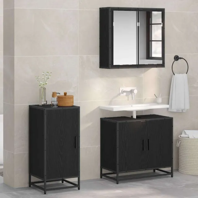 vidaXL Dressoir Zwart Eiken 35,5 x 35 x 76 cm, foto 2