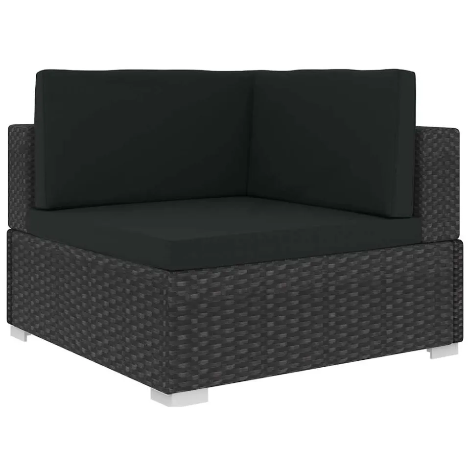 vidaXL 8-delige Loungeset met kussens poly rattan zwart