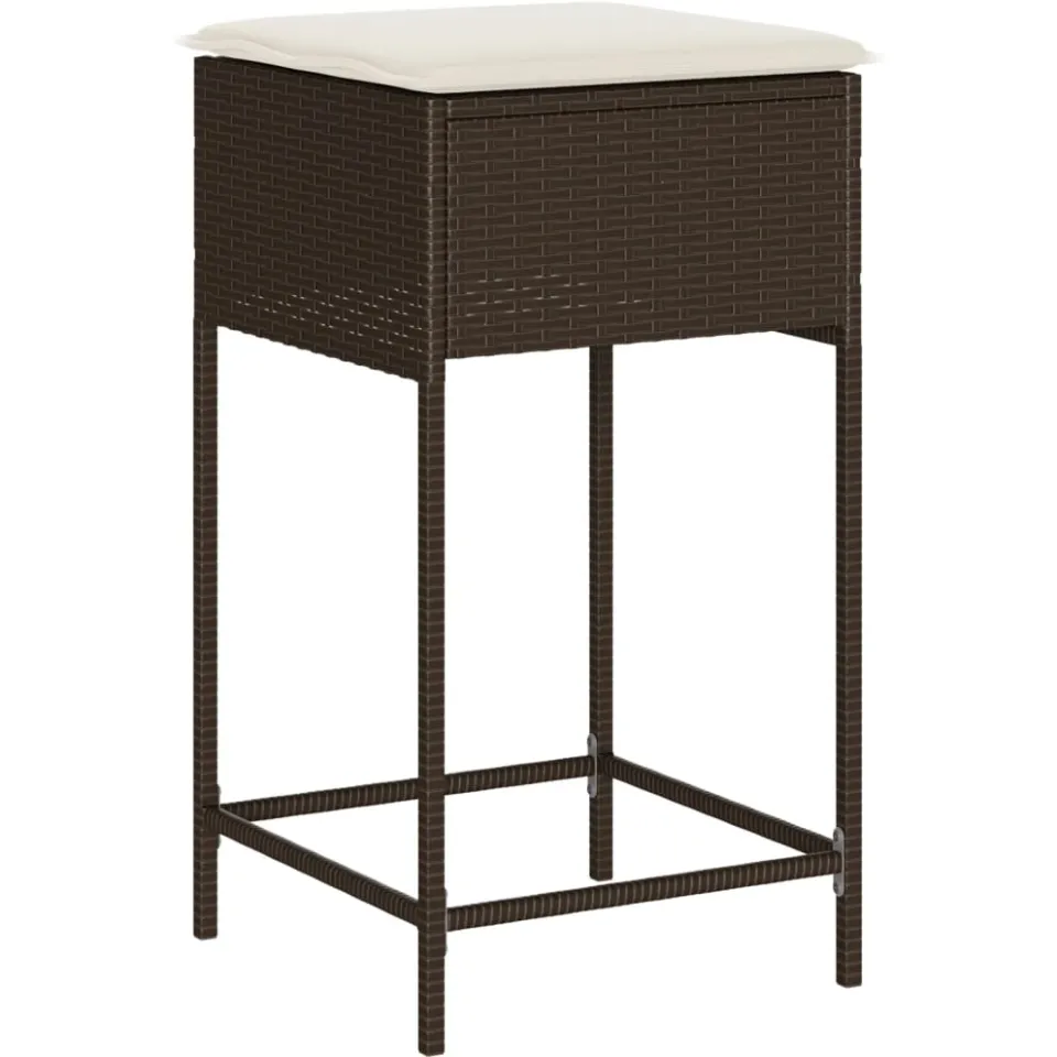 vidaXL 5-delige Tuinbarset met kussens poly rattan bruin