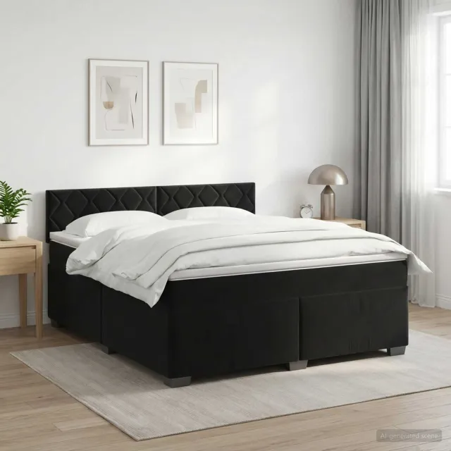 vidaXL Boxspringbed met matras Zwart 160 x 200 cm Fluweel