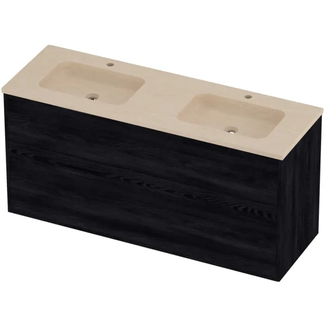 Proline Rollo Badmeubelset Hardsteen Elegant 2 Laden 140x46x67 cm Sand Stone Black Oak Eiken