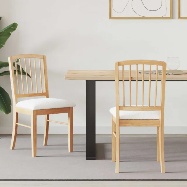 vidaXL Eettafelstoelen 2 st Massief Rubberhout Naturel Bruin