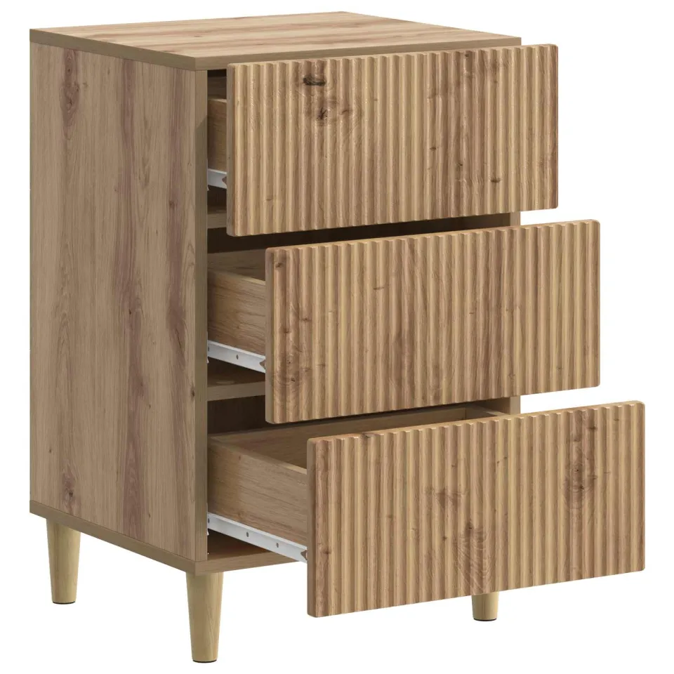 vidaXL Nachtkastje Artisanaal eiken 43 x 41 x 66,5 cm Bewerkt hout, foto 3